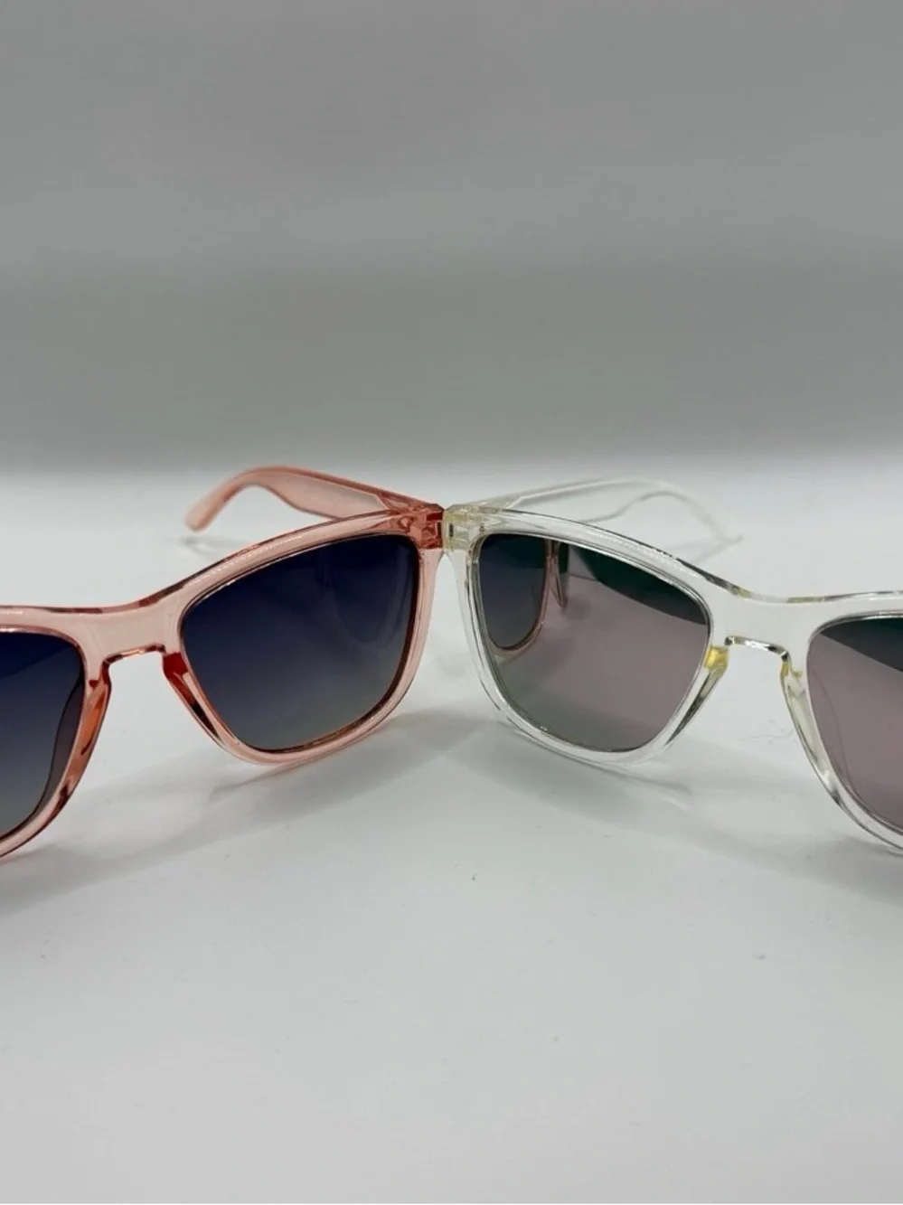 2 Pair Fashion Sunglasses Bundle Pink & Clear Transparent Frames UV400